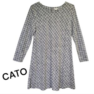 CATO Women's Midi Dress Textured Metallic Long Sleeves Size XL